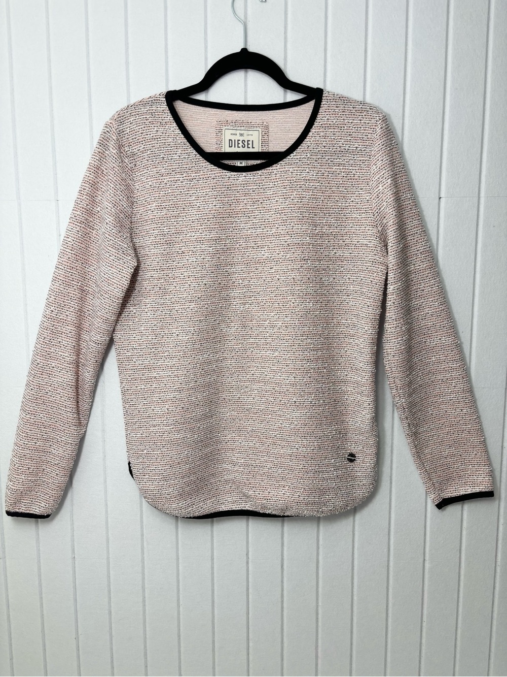 Diesel Pink Marled Sweater with Black Trim Size M